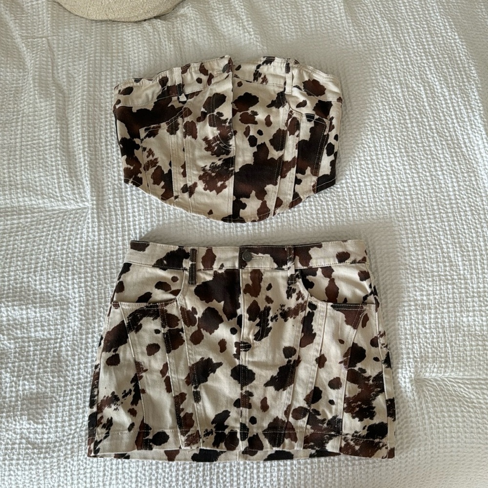 SKIRT AND TOP COW PRINT SET